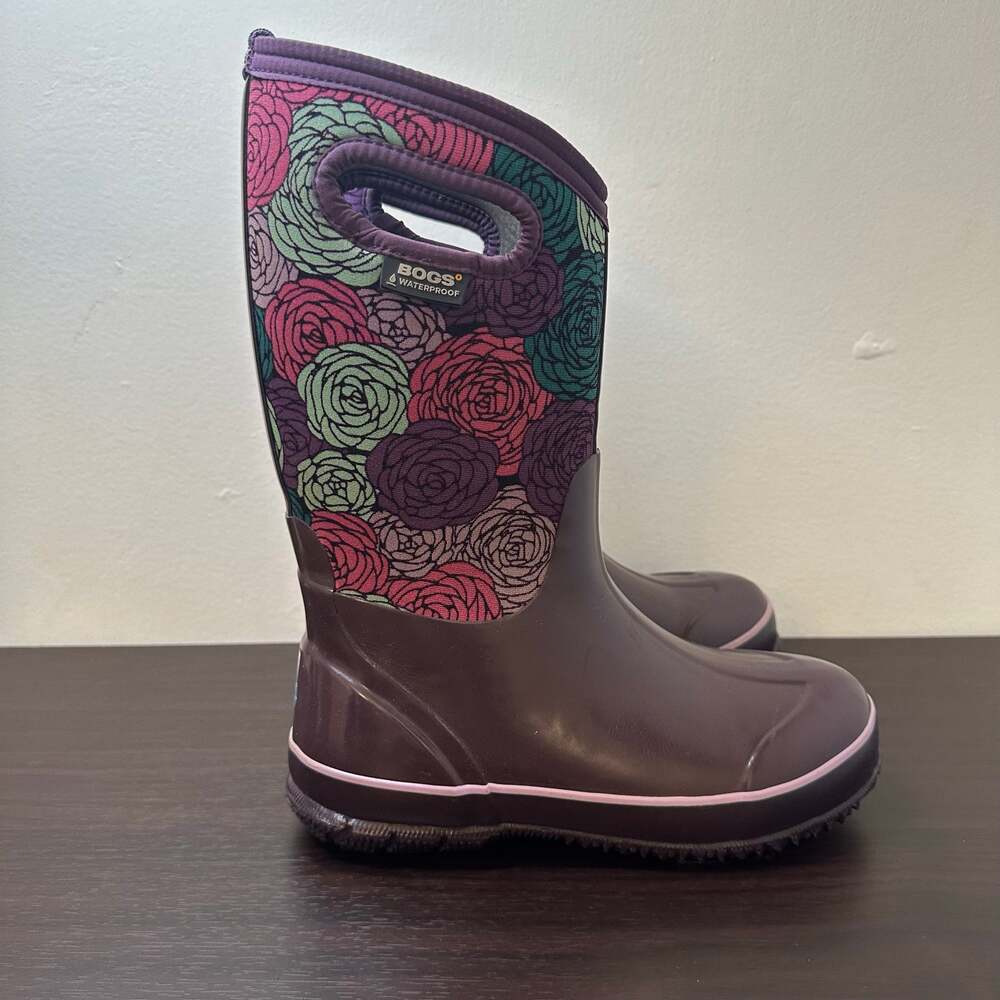BOGS Purple Classic Rosey Waterproof Pull-on Winter Boots, Size 4 Big Kid - Picture 3 of 12